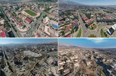 Deprem öncesi ve sonrası çekilen fotoğraflar felaketi gün yüzüne çıkarttı