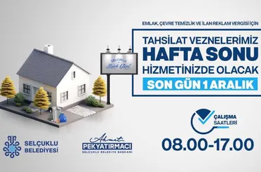 Selçuklu’da Vergi Yoğunluğu Başladı: Vezneler Hafta Sonu Açık Olacak